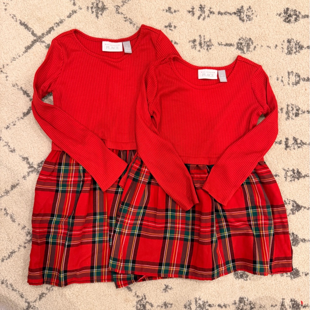 The Children's Place Red Plaid Long Sleeve Dresses